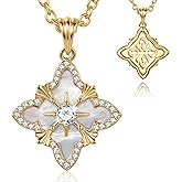 AGZBT Women Four Leaf Clover Gold Necklace, 14k Gold Plated Lucky Pendant Necklace. Long Gold Necklace, Adjustable Chain 18-20 Inches. Exquisite Clover Jewelry, Vintage Jewelry for Women