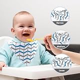 Newthinking 10 Pack Baby Dribble Bibs 100% Cotton Adjustable Snaps Gray-Blue view 3