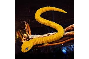 TITIC 3D Printed Snake Animals Toys, Articulated Flexible 3D Printed Viper Fidget Toy, Realistic Slithering Design, Home Office Executive Desk Decor (Gold, 18 in)
