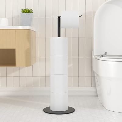 niffgaff Free-standing Stainless Steel Toilet Roll Holder Matte Black Finish