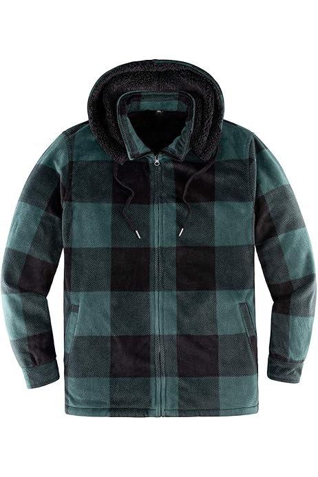 Green plaid fleece jacket Clearance