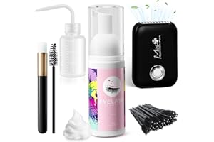 Buqikma Lash Cleaning Kit : Lash Shampoo 60MLGentle Eyelash Extension Cleanser with Lash Fan Rinse Bottle Mascara Brushes Rich Foam Lash Shampoo Kit for Salon Lash Extension & Home Lash Bath(Black)