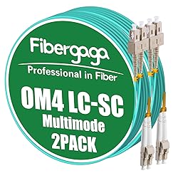 Fibergaga-2Pack OM4 LC to SC Fiber Patch