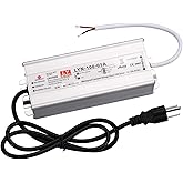 LED Driver 100 Watts 110V AC to 12V DC Low Voltage Output, IP67 Waterproof Power Low Voltage Transformer Adapter with 3 pin Plug LED Cable for LED Light bar, Indoor and Outdoor Light String