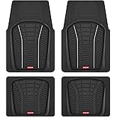 Rubbermaid Car Floor Mats Full Set – Premium All-Weather Car Mat with Brushed Aluminum Inserts, Universal Trim-to-Fit Design, Anti-Slip Backing for Cars, SUVs, Trucks, and Vans