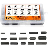 HASAOMOI 175pcs Woodruff Key Assortment, Carbon Steel Round Ended Key | 8mm-30mm Stainless Steel 15 Size Round Ended Feather Key ,Parallel Drive Shaft Keys Set Kit for Industrial use