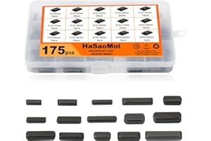 HaSaoMoi 175pcs Woodruff Key Stock Assortment, 8mm-30mm Stainless Steel Round Ended Feather Key with 15 Size, Parallel Drive 