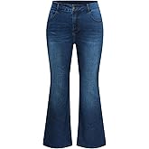 Hanna Nikole Women's Plus Size Wide Flared Jeans High Waisted Stretchy Bell Bottom Denim Jeans (Standard and Plus)