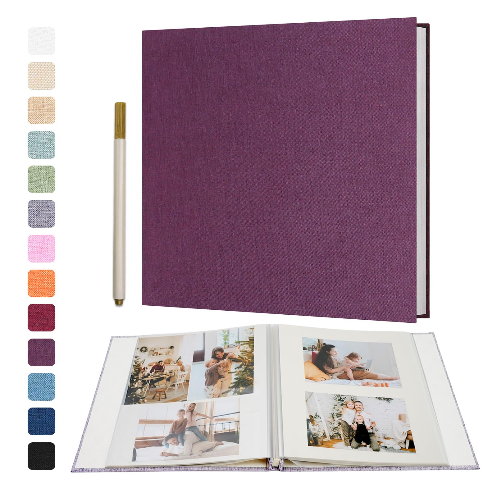 Vienrose Large Photo Album Self Adhesive for 4x6 8x10 10x12 Pictures Scrapbook Album DIY Scrap Book 40 Sticky Pages with A Metallic Pen