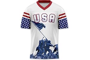 Rgubvui Men's 4th of July USA Flag Football Jerseys for Independence Day Red White Blue Shirts American Patriotic Jersey
