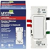 Leviton Decora Lever Edge Rocker Slide Dimmer Switch for LED/Incandescent Bulbs, 150 Watt, Single Pole or 3-Way, ESL01-1LW, W