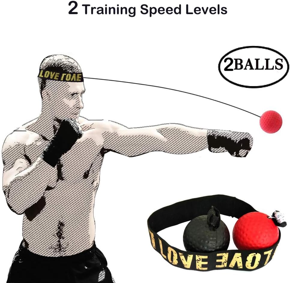 Pikabo Boxing Reflex Ball, Boxing Magic Ball on String with Headband, 2 Training Speed Levels Boxing Equipment.