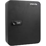 Uniclife 48 Keys Steel Key Cabinet of Combination Lock, Wall Mount Digital Security Lock Box, Black