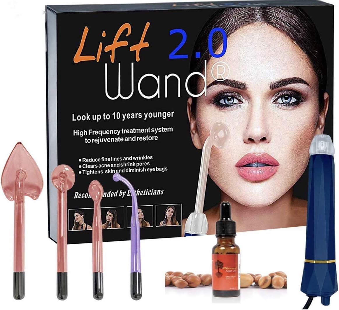 Lift Wand High Frequency Premium Anti Aging device, Eliminates Wrinkles, Skin Tightening, Acne, Dark Circles, Blemish Remover