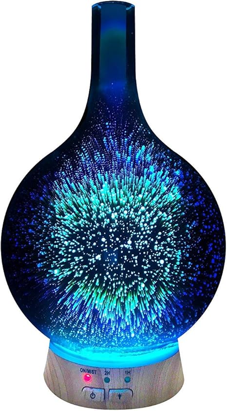 Amazon Com Aromatherapy Essential Oil Diffuser For Therapeutic Oils 3d Glass Vase Cover With Colorful Led Light Display Cool Mist Aroma Therapy Diffusers Versatile Nightlight Humidifier With Auto Shut Off Home