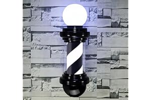 WDZD 20'' Barber Pole Light, Mini Black White Rotating Hair Salon Open Sign, Wall Mount, Save Energy