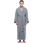 ESKYMODE Mens Cotton Bathrobe, Ankle Length Long Men’s Terry Cloth Towel Bath Robe