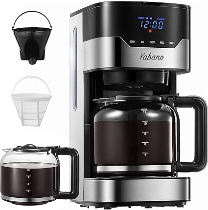 Yabano Cafetiere Filtre Cafetiere Electrique Programmable A 12 Tasses 1 5l Avec Ecran Tactile Fonction Maintien Au Chaud Arret Automatique Selecteur De Concentration 900w Noir Amazon Fr Cuisine Maison