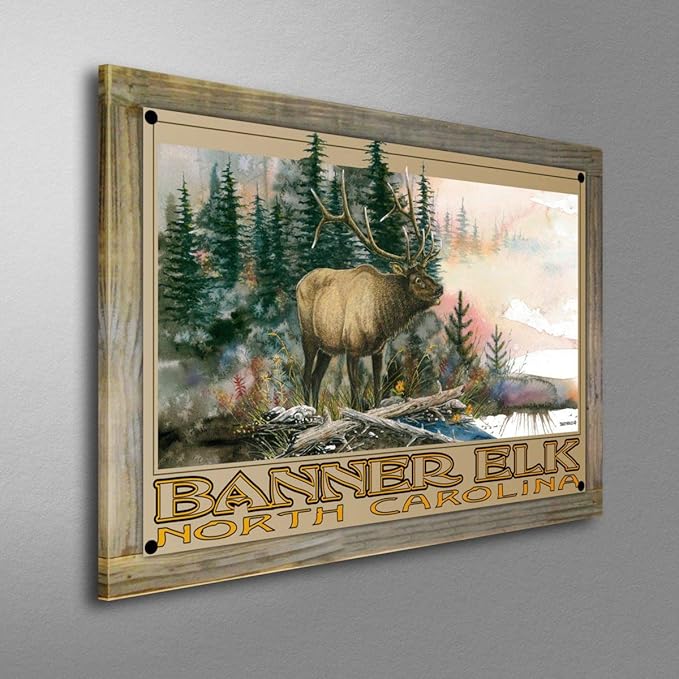 Amazon Com Banner Elk North Carolina Elk Rustic Metal Print On