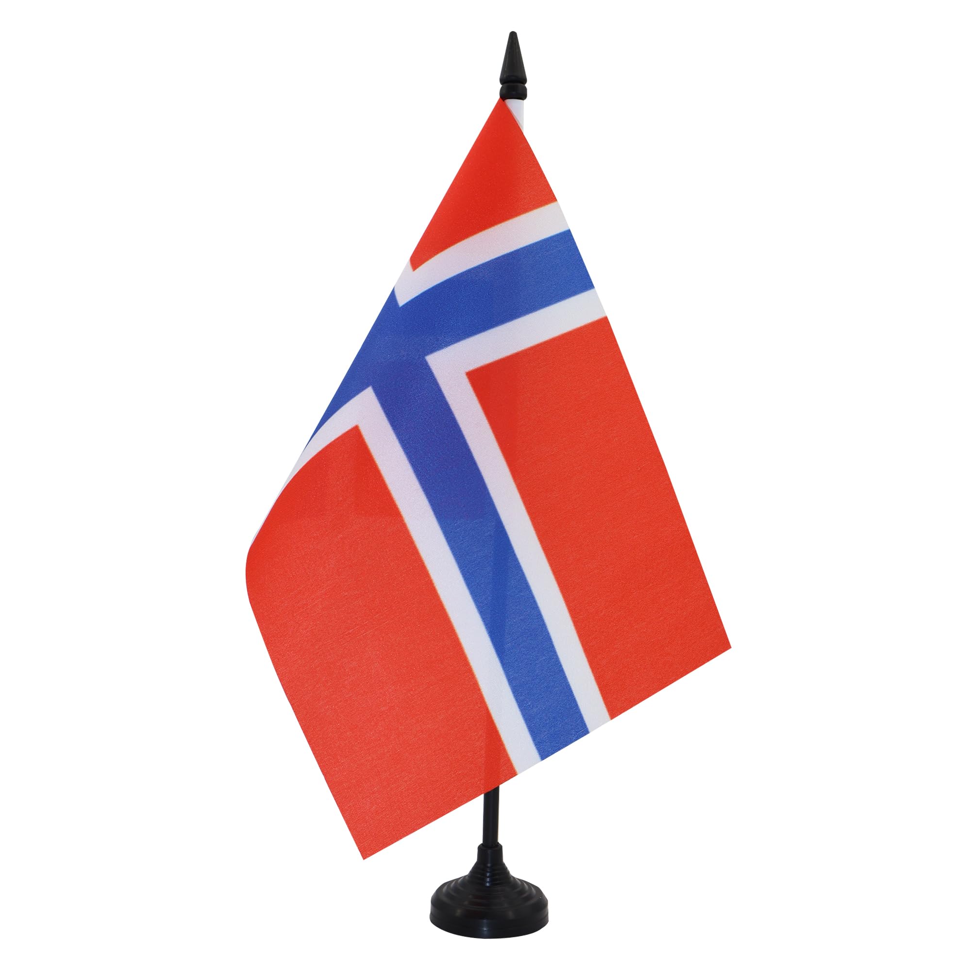 AZ FLAG Norway Table Flag 5'' x 8'' - Norwegian Office Decoration 100% Polyester 21 x 14 cm - Mini Desk Flag with Pole and Black Plastic Base