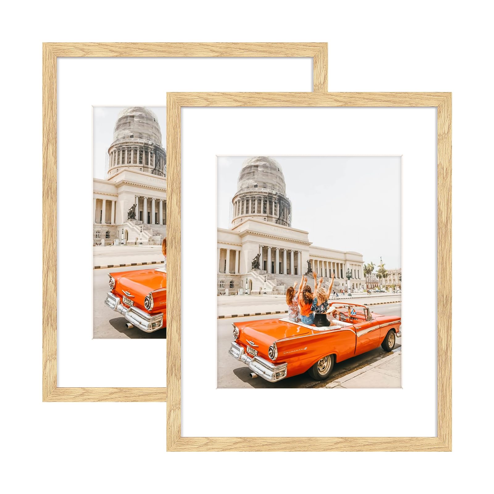 Photo 1 of 11x14 Picture Frame Set of 2,8x10 with Mat or 11x14 Without Mat with Perspex Glass Vertical or Horizontal Tabletop Display, Paintings, Posters, Artwork, Birthday Christmas Gift