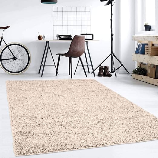 Hochflor Teppich Shaggy Teppich Furs Wohnzimmer Modern Flauschig Laufer Fur Schlafzimmer Esszimmer Flur Und Kinderzimmer Langflor Carpet Creme 080x150 Cm Amazon De Kuche Haushalt