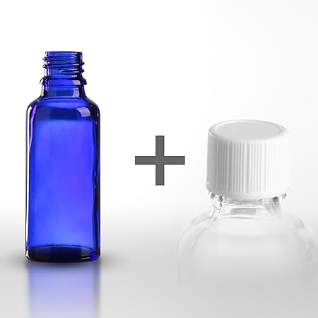 10 x Blauglasflaschen 30 ml inkl. Standard-Schraubverschluss DIN 18 (€ 1,60 pro Stk.)