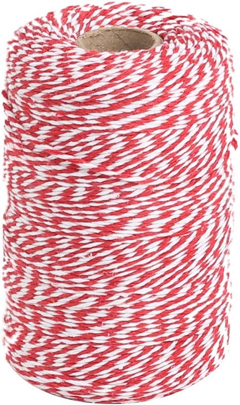 Tenn Well Red and White Twine, 656 Feet 200m Cotton Bakers Twine Perfect for Baking, Butchers, Crafts and Christmas Gift Wrapping : Office Products