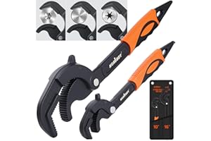 HORUSDY Heavy Duty Pipe Wrench Set, 10” and 15” Self-Adjusting Pipe Wrenches for Plumbing and HVAC, 2-Piece Pipe Vise Tool Kit for Standard and Irregular Nuts, Pipes, Fixtures – Pipe Wrench Set