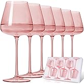 JOVGANK Pink Wine Glasses Set of 6, Hand Blown Large Colored Wine Glass 18Oz, Lead-Free Premium Crystal Long Stem Red and Thanksgiving Wine Glass, Valentine's Day and New Year gifts