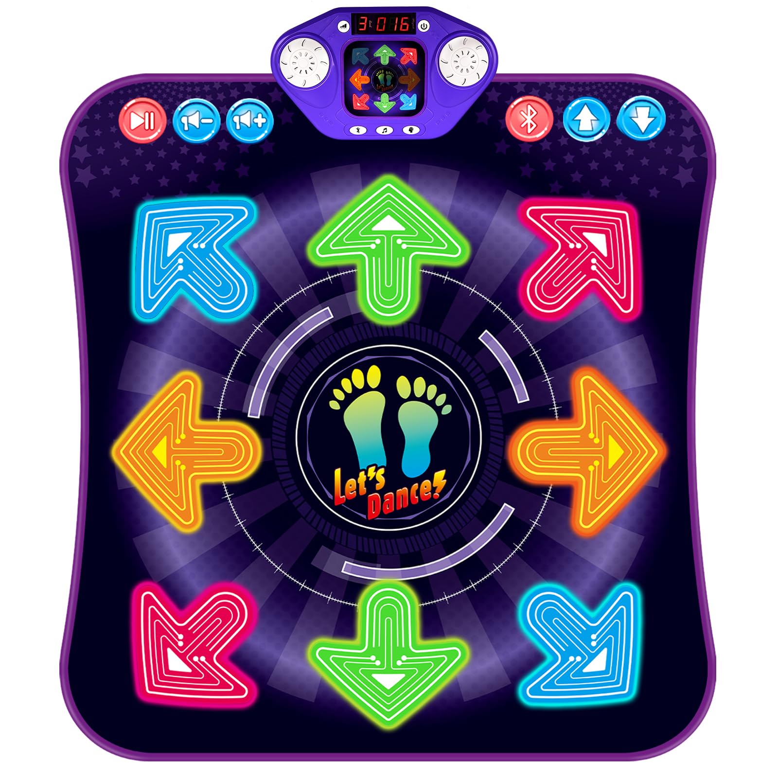 Photo 1 of Dance Mat Toys for 3-12 Year Old Girls Boys, Dance Pad with Light Up 8-Buttons & Bluetooth, Music Dance Game with 7 Game Modes, Christmas Birthday Gifts for 3 4 5 6 7 8 9 10+ Year Old Girls Boys