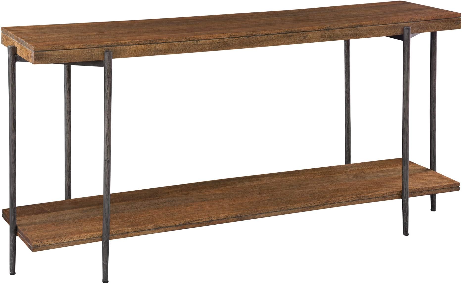 Hekman Furniture Sofa Table – Bedford Finish, Single Bottom Shelf, Mango Solids Wood, Solid Mango Slab Top & Shelf, Forged Iron Base & Hardware, Mid-Century Entryway Table with Storage