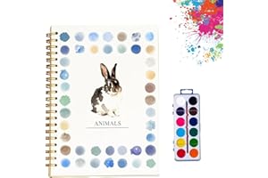 YIUUE Hugsgarden Water Color Workbook, Hugs Garden Watercolor Books, Hugsgarden Beginner-Friendly Watercolor Workbook, Nature Scenes Paint Set Art Crafts, with 12 Colors Paint Set with Paint Brush