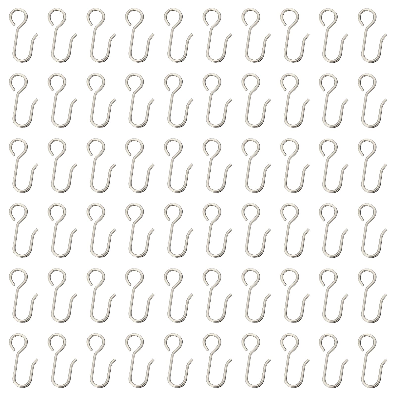UFURMATE Curtain Track Hook, 60Pcs Stainless Steel Drape Wire Hooks S Shaped Small Curtain Hooks Curtain Rail Hooks for Ceiling Curtain Drapery Track