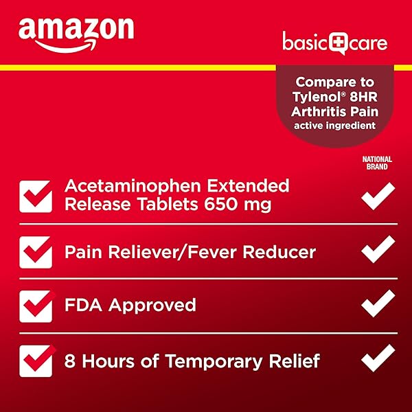 AMAZON BASIC CARE ACETAMINOPHEN EXTENDED-RELEASE TABLETS, 650 MG, PAIN RELIEVER, FEVER REDUCER, ARTHRITIS PAIN, HEADACHE, BACKACHE, MENSTRUAL PAIN, 400 COUNT