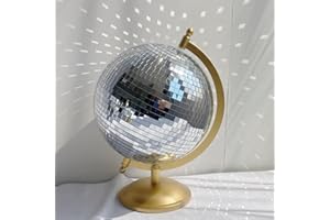 MFGDISCO Disco Ball Globe Home Decor Statues Classic Tabletop Art Sculpture Gold Discoball Unique Western Modern Decorative Aesthetic Sculptures, 6.5" x 6" x 9",Bright Gold