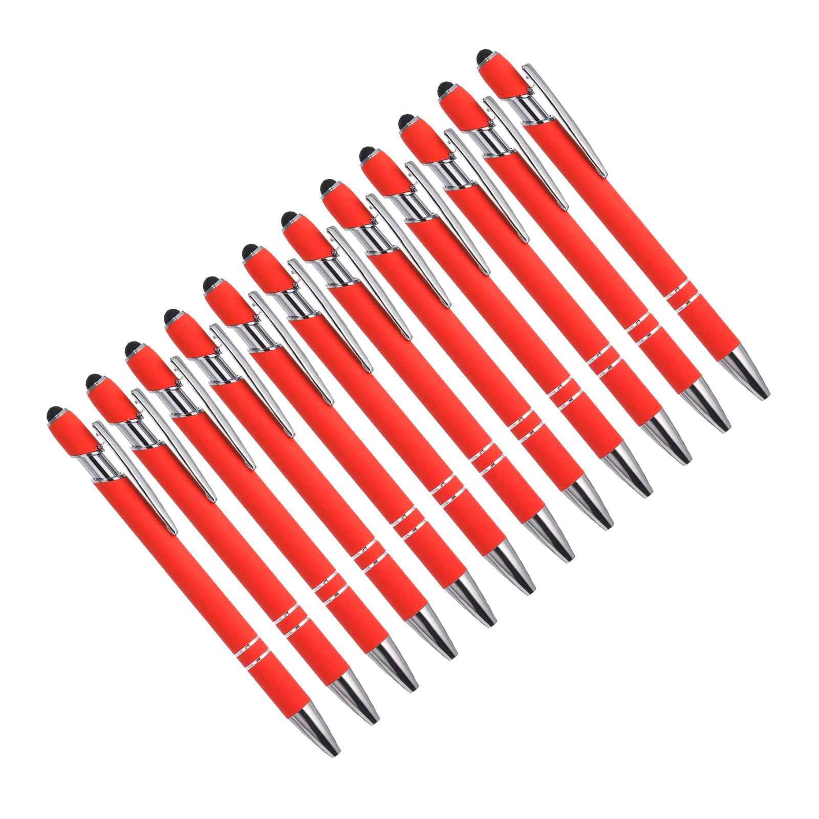 YOKIVE 12 Pcs Ballpoint Pen with Stylus Tip, 2 in 1 Black Ink Metal Shell 1.0mm Pen Tip Style 1, Great for Touch Screens, Office, Studios, Home, Writing, Drawing (Pink)