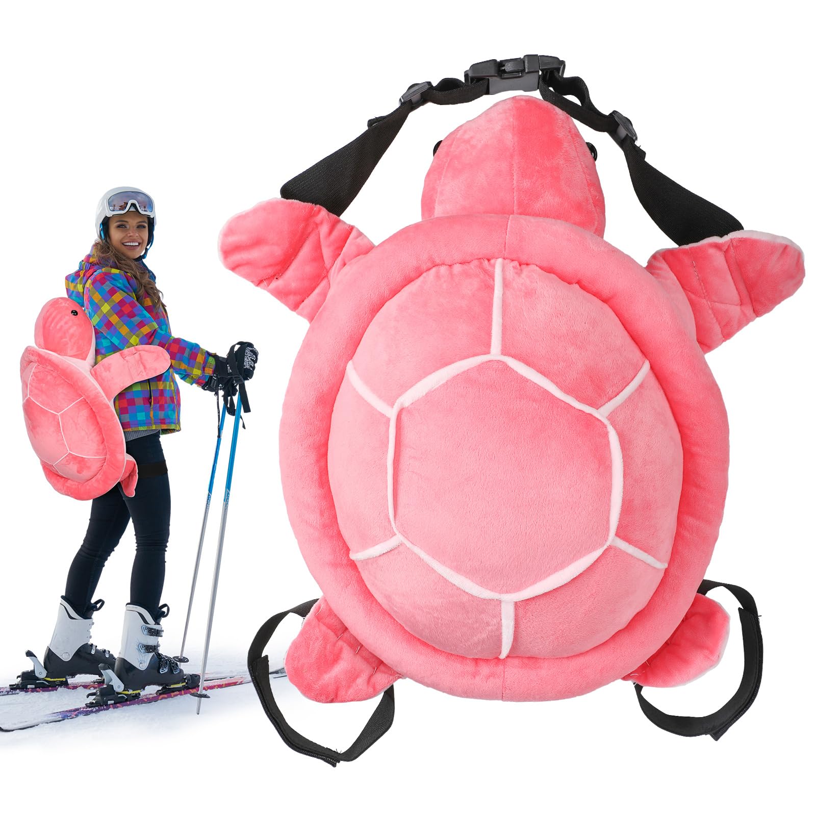 Photo 1 of Hungdao Protective Gear Cute Turtle Butt Pads for Skating Tortoise Tailbone Protector Padded Turtle Snowboarding Pad 3D Hip Protectors for Adults Skiing Roller Protection(Pink)