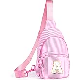 YOOLIFE Valentines Day Gifts for Teen Girls Women Initial Sling Bag Initial Crossbody Bag Fanny Pack Birthday Gift for 11 12 13 14 15 16 Years Old Teen Girl Gifts Trendy Stuff Pink A