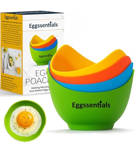 Silicone Egg Poacher Cups With Lids Set Of 3, Egg Poaching Cups For Microwave Egg Cooking, Toaster Oven Air Fryer Egg Mold Nonstick Poached Egg Maker Grey