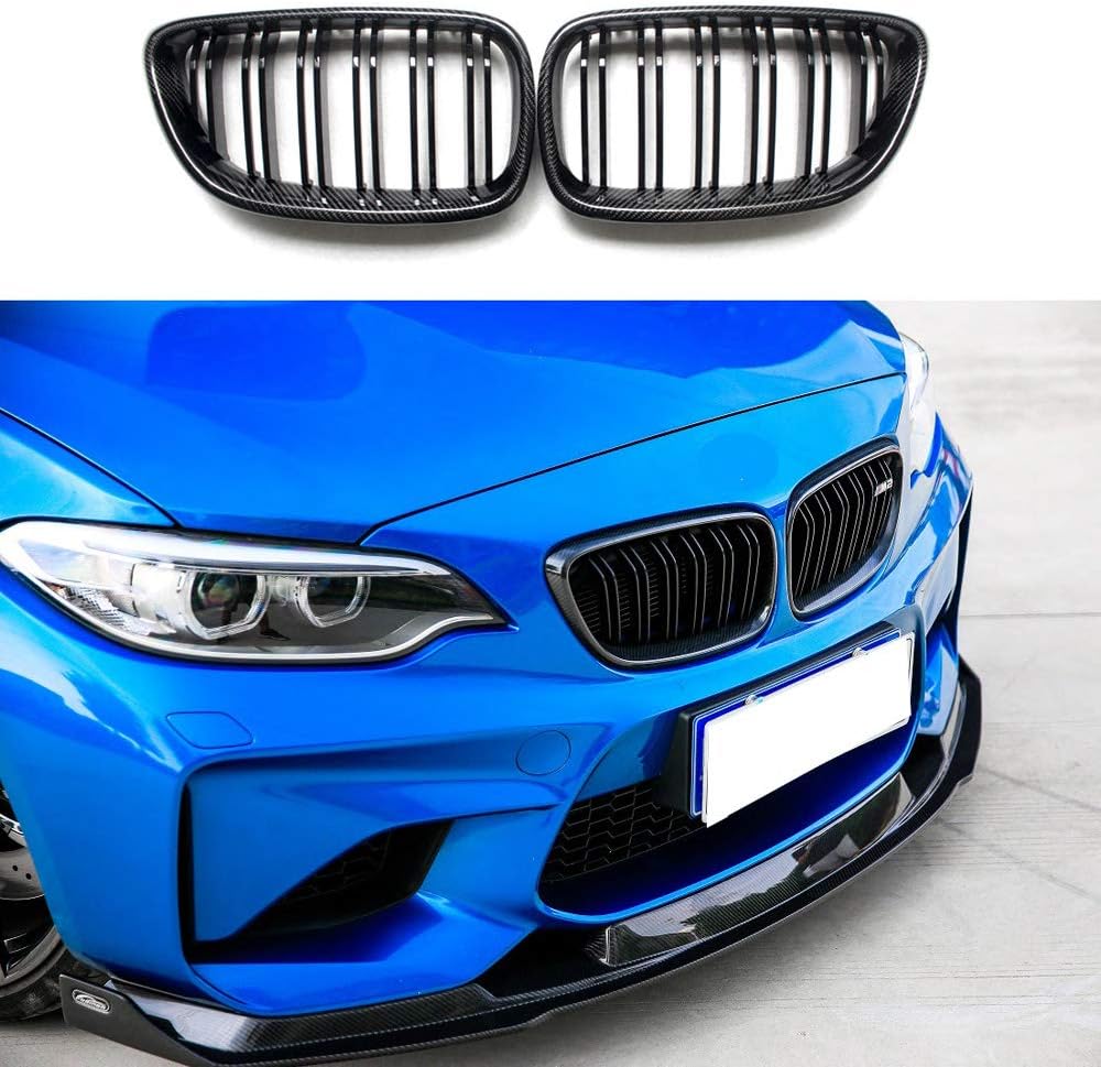 Amazon.com: F22 Carbon Fiber Dual Slat Gloss Black Grille for BMW 2 ...