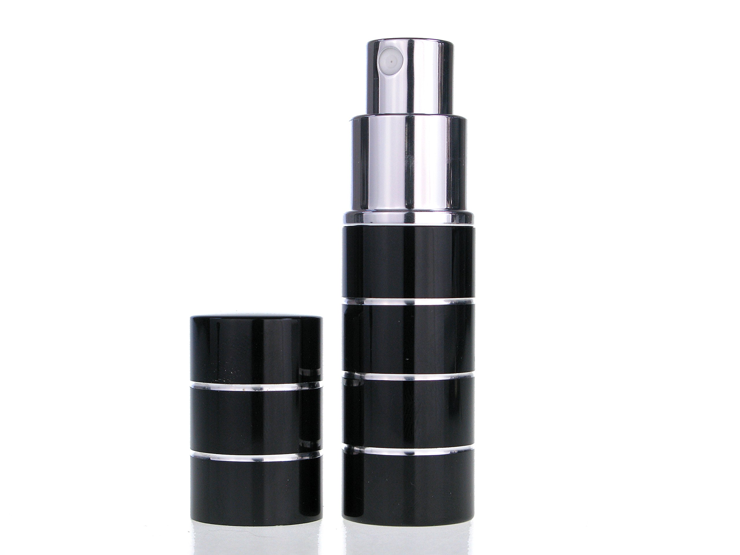 10ml Perfume Travel Atomizer with Gift Box from The essential atomizer Co. Black with Silver Ring Design