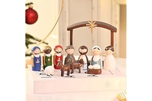 AOMOONOA Small Nativity Set for Kids, Cute Resin Nativity Figurine, 12Pcs Holy Family Figurines Miniature Christmas Nativity Scene, Rustic Mini Figurine for Christmas Indoor Decor