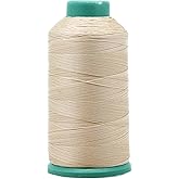 Mandala Crafts Bonded Nylon Thread Cream Heavy Duty Sewing Threads - 1500 YDs Size 69 210D T70 Tex 70 Thread for Leather Jeans Weaving Outdoor Marine Upholstery Threads