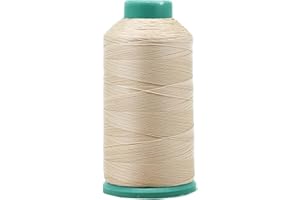Mandala Crafts Tex 70 Bonded Nylon Thread for Sewing - 1500 YDs T70 Heavy Duty Cream Nylon Thread Size 69 210 D Upholstery Thread for Leather Jeans Weaving