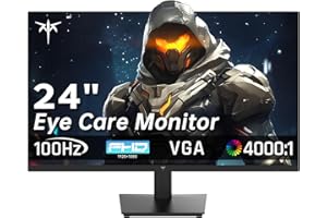 KTC 24 Inch FHD 1080P 100Hz Computer Monitor, VA Panel FreeSync PC Gaming Monitor, HDMI VGA Ports, HDR, 4000：1 Contrast, LowBlue Mode, Ergonomic Tilt Eye Care for Home Office
