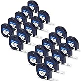 Compatible with Dymo Letratag Refills 91201 91331 S0721660 Label Maker Tape White Plastic 12mm x 4m 1/2" x 13', Work with Dymo Letra Tag LT-100H LT-100T Plus 200B QX50 XR XM 2000