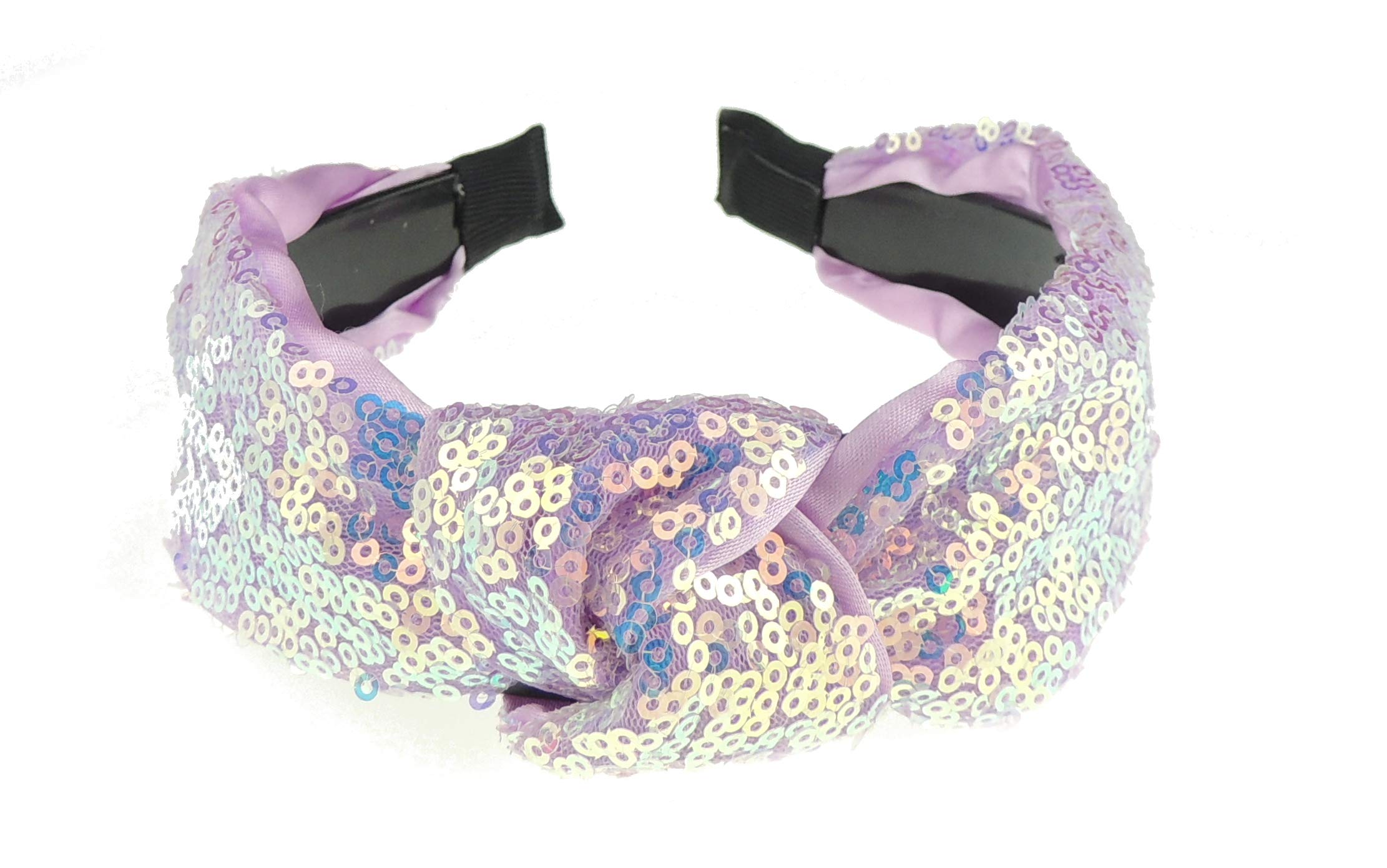 Ladies Sparkly Sequin Covered Evening Party Top Knot Headband Alice Band (Lilac)
