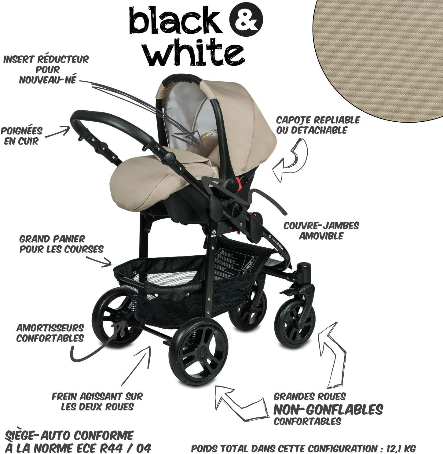 b&w poussette combinée trio 3 en 1