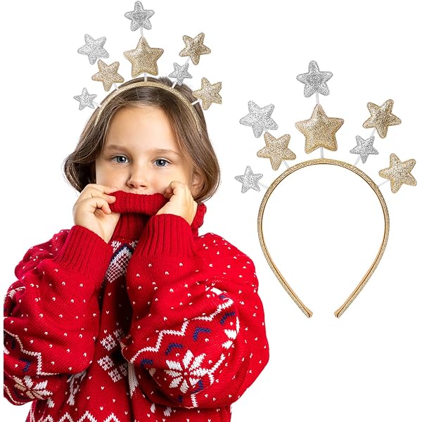 EARENT Diadema De Estrella Dorada Con Estrellas De Cinco Puntas, Aro Para El Cabello, Linda Banda Para El Pelo De Perlas Para Fiestas De Vacaciones, Accesorios Para El Cabello Para Mujeres